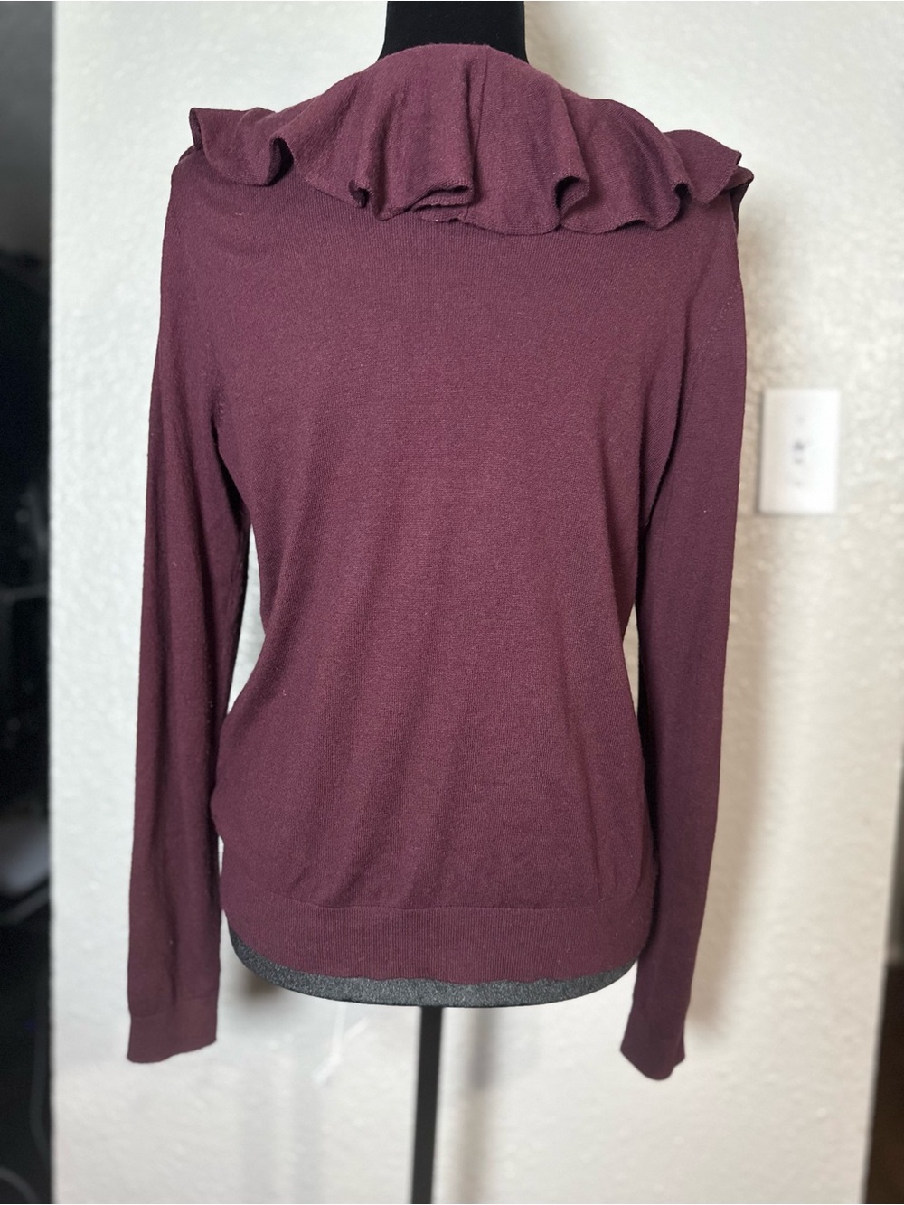 Lauren Ralph Lauren Women's size M Ruffle-Trim marron sweater - Picture 2 of 4